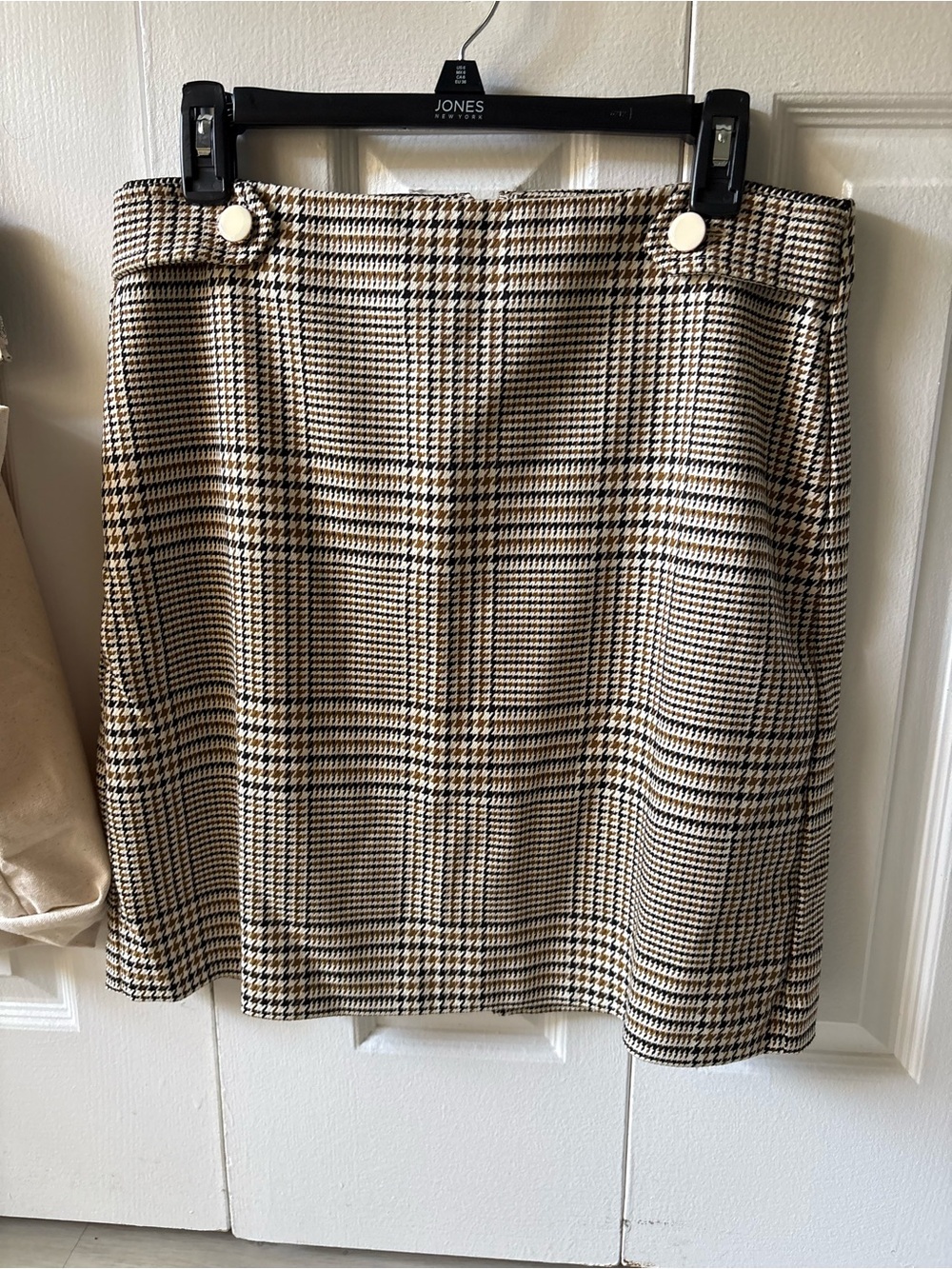 Ann Taylor Tan and Black Plaid Mini Skirt